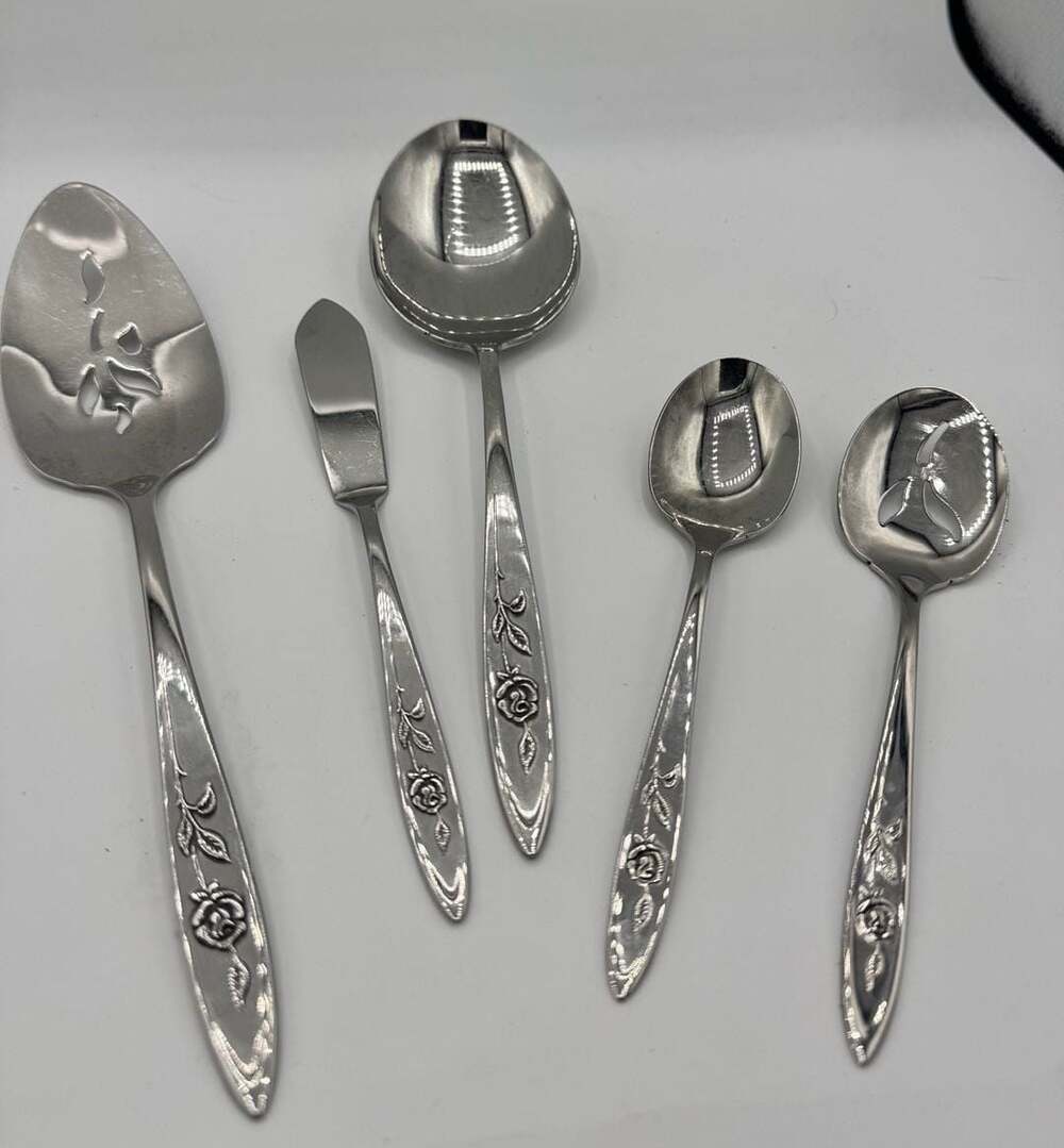 Oneida My Rose Community Stainless Steel Serving Utensils Set Of 5
